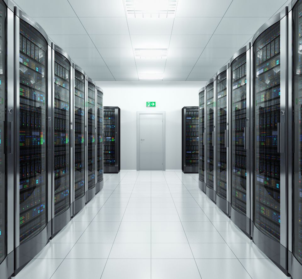 Icons representing cloud computing, software solutions, and IT support