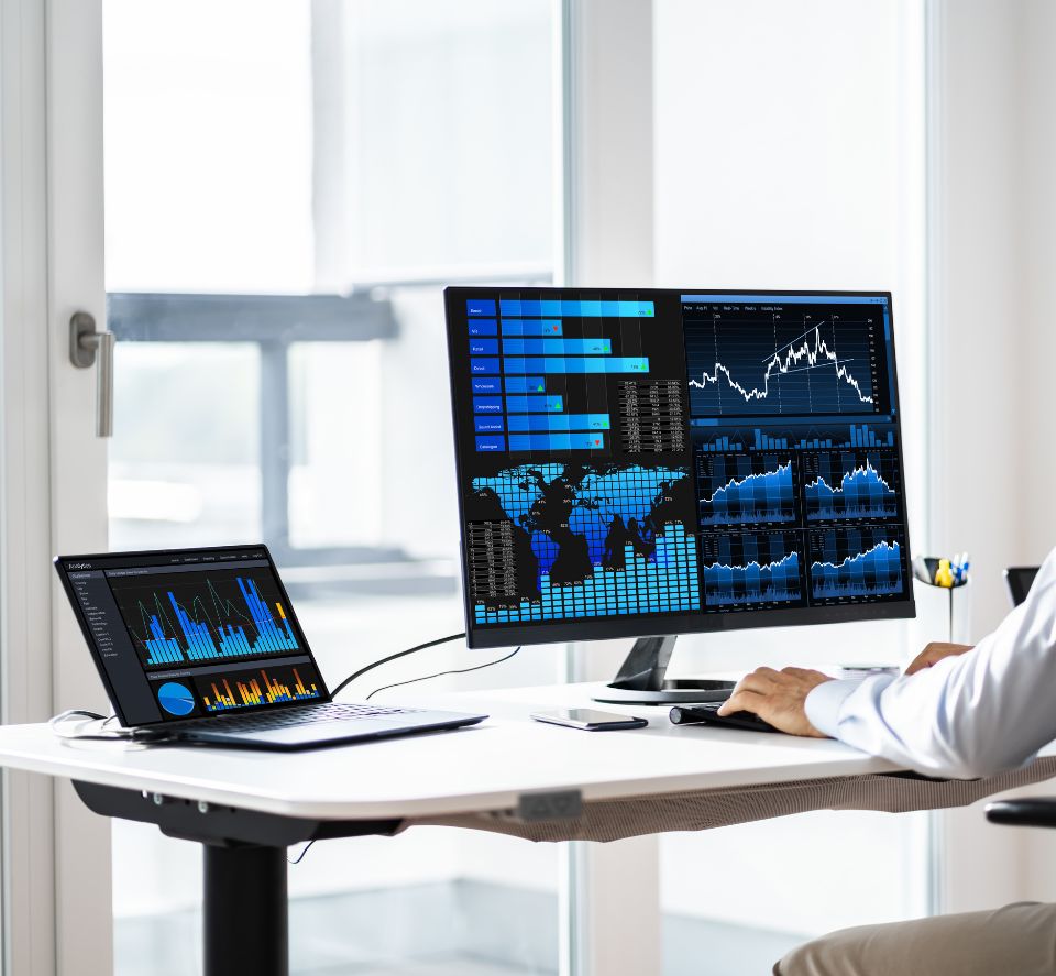 Icons representing cloud computing, software solutions, and IT support