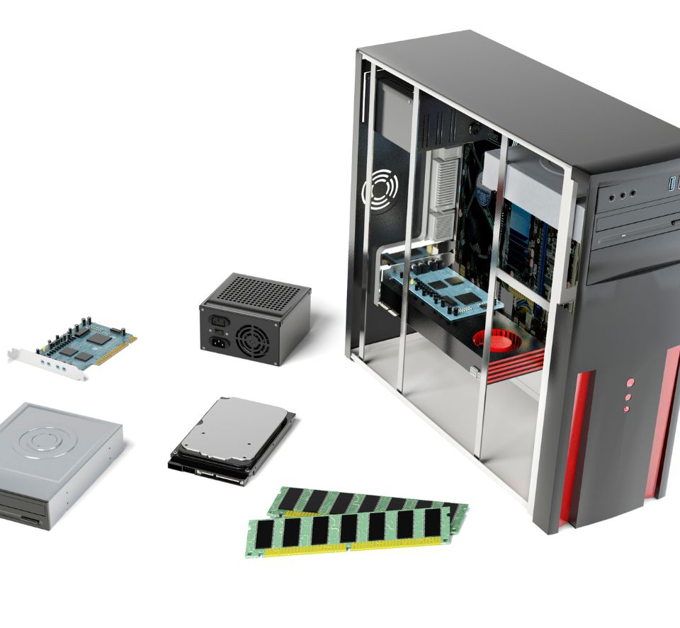 Icons representing cloud computing, software solutions, and IT support