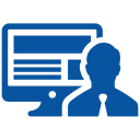 Icons representing cloud computing, software solutions, and IT support