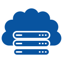 Icons representing cloud computing, software solutions, and IT support