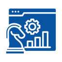 Icons representing cloud computing, software solutions, and IT support